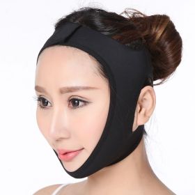 Elastic Face Slimming Bandage V Line Face Shaper Women Chin Cheek Lift Up Belt Facial Massager Strap Face Skin Care Tools Beauty (Color: black S)