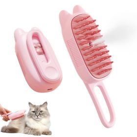 Cat Steam Brush for Shedding, 3 in 1 Pet Steam Brush (Color: Pink)