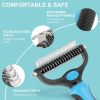 Pet Grooming Brush and Metal Comb Combo, Cat Brush Dog Brush for Shedding